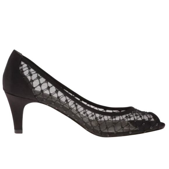 Adrianna Papell Juliette Black Aria Mesh Peeptoe Dress Pump New in Box MSRP $128 - Picture 3 of 10